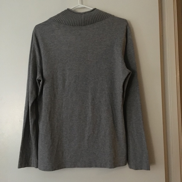 AIRFIELD Germany Grey Loose Turtleneck Print Front Modal Blend Stretch Top S - Picture 3 of 5